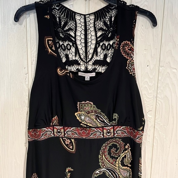 Sandra DARREN Maxi Dress Crocheted Type Back size 12 - Picture 2 of 15